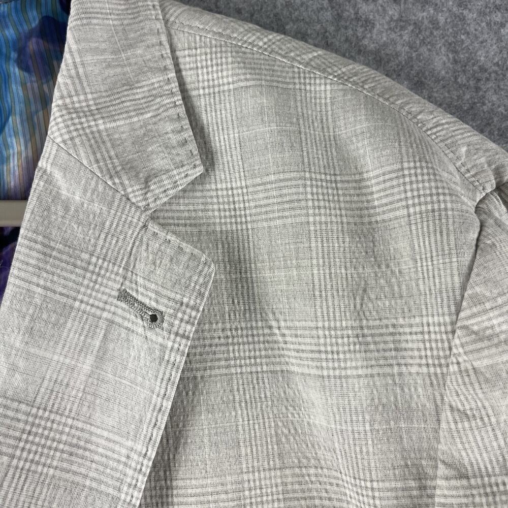 Kroon Seersucker Blazer Mens 48R Gray Glen Check Cotton Linen Unstructured - Picture 7 of 16